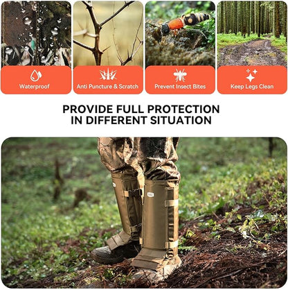 Snake Gaiters Snake Chaps, Waterproof Lower Legs Snake Guards, Snake Bite Protective Gaiters, Anti-Snake Gaiters for Men/Women, Adjustable Size for Hunting/Hiking/Farm Working