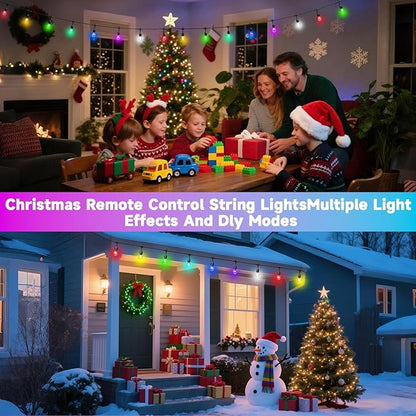 RGB Safety String Lights 200FT - Commercial Grade Low Voltage Strand with 80 S14 Shatterproof Bulbs for Tree Garden Yard bistro Cafe | RGB Party Lights & Outdoor Lights | IP65 Waterproof | UL Listed