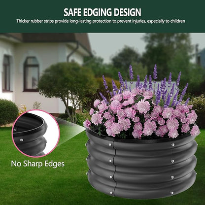 Galvanized Raised Garden Bed Outdoor, 3 Pcs 2x2x1Ft Round Raised Beds for Gardening, Metal Planter Box for Planting Plants Vegetables