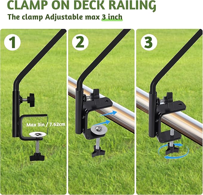 ERYTLLY Extended Reach Deck Hook Wall Pole Wall Mounted Deck Hook Extensible and 43 inch Wall Bracket for Hanging Bird Feeder,Plants,Wind Chimes,Lanterns 2 Packs