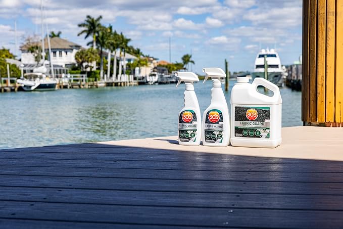 303 Marine Fabric Guard for Boat Covers & Canvas, 1 Gallon | Restores water and stain resistance on boat covers, canvas, and marine fabrics.