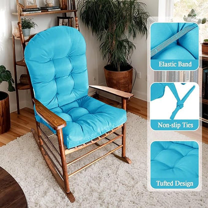 Adirondack Chair Cushion, Waterproof Outdoor Seat Cushions for Patio Furniture, Thick High Back Replacement Pad for Porch Lawn Wicker Dining Desk Chair, Rocking Chair Cushion, Teal