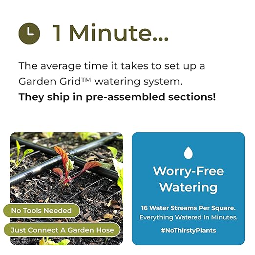 Garden Grid Watering System, 4x4 | Garden Watering System for Raised Beds - But Better | Pre-Assembled, Waters Every Plant Evenly, 1-Min Setup | Square Foot Gardening | US-Made | Standard 44"x44"