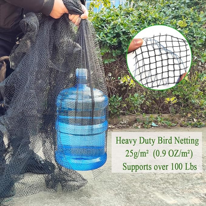 Bird Netting 15X15 FT, 1/2" Mesh, Strong Woven Garden Netting for Plants, Fruit Trees, Blueberry Bushes, Vegetables, Strawberry Protection, Against Bird, Deer, Squirres, Poultry, Small Animals