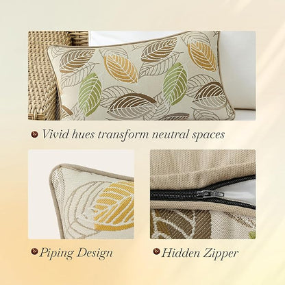 Outdoor Sunbrella Decorative Pillows Pack of 4, 20" x 12" Outdoor Pillow Set for Couch Bed Throw Patio Sofa, Momento Spring