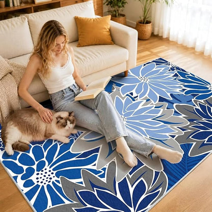 ZonLi Colorful Outdoor Rug 5x8Ft Waterproof Multicolored Indoor Area Rug Washable Outdoor Patio Rugs Tropical Floral Non Slip Outdoor Carpet for Living Room, Pool,Backyard,Deck,Camping