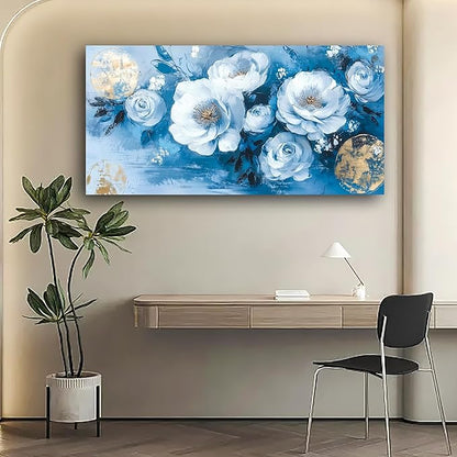 Abstract Wall Art Canvas Print Flower Painting Bathroom Decor Paintings Modern Style Living Room Bedroom Office Home Kitchen Decorations Nature Landscape Artwork Wooden Frame 20x40 inches