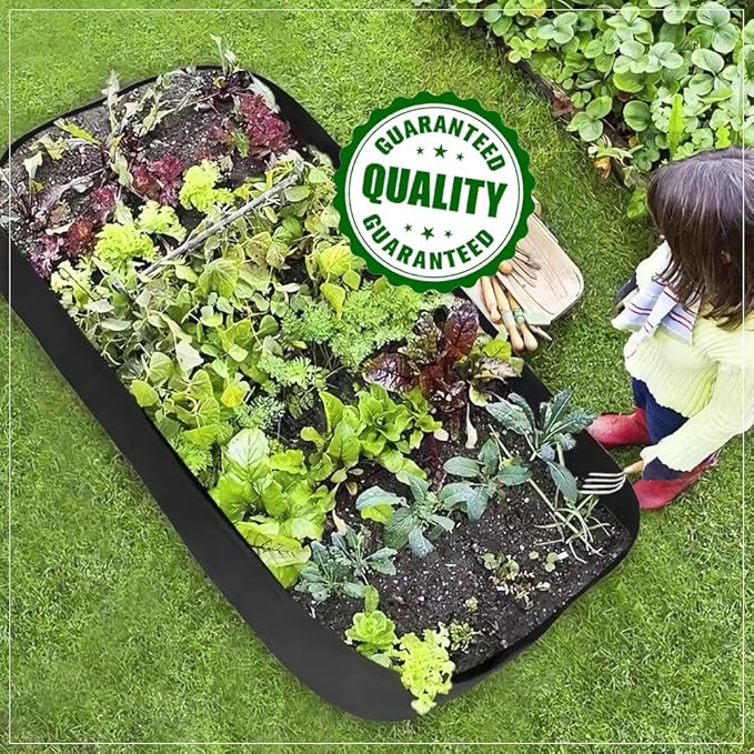 Fabric Raised Garden Bed, 58 Gallon 2 Grids Rectangle Garden Grow Bags, 2x4 FT Breathable Planter Raised Beds for Growing Vegetables Flowers Herb, Raised Planters for Outdoor Plants