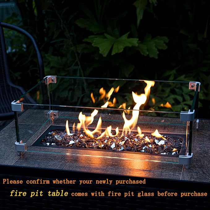 GASPRO 10 lbs Fire Glass for Propane Fire Pit, 1/2-Inch Reflective Fireplace Glass Rocks for Fire Pit Table, Copper