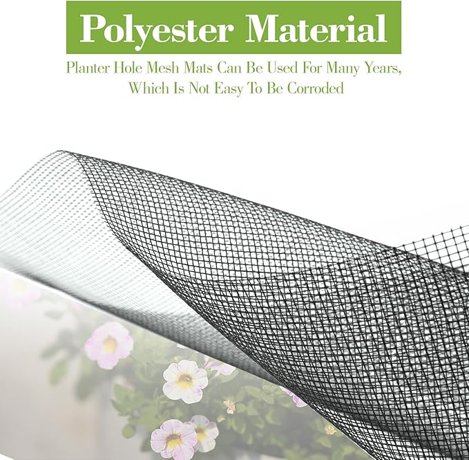 Grevosea 10PCS Black PVC Flower Pot Hole Mesh Pads, 11.8x7.8 Inch Bonsai Drainage Screens for Preventing Soil Leakage Flower Pot Bottom Plant Screen Mesh for Garden Outdoor Potted Plants