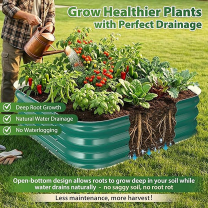 Galvanized Raised Garden Bed 3x3 ft, Heavy Duty Metal Planter Box for Vegetables, Flowers & Herbs, 12" Raised Outdoor Modular Gardening Bed, Above Ground Growing Container, Easy Assembly, Green