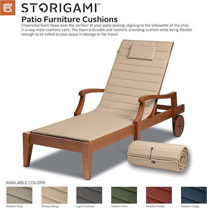 Classic Accessories Storigami Water-Resistant 72 x 21 Inch Chaise Lounge Cushion, Antique Beige, Patio Cushion
