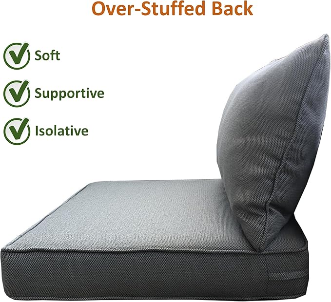 MEETHASUNY Outdoor Patio Furniture Replacement Cushions,25X25X5 Inch Deep Seat Chair Seat Back Cushion Set,All Weather Sectional Cushions for Patio Furniture Couch Loveseat,Charcoal Gray 4PCS