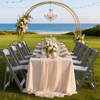Nazhura Garden and Patio Folding Chair Set of 4 for Events and Wedding, Lightweight with Padded Seat, Water-Proof, Double Braced Frame, Non-Slip Feet, 900LB Capacity (Grey)