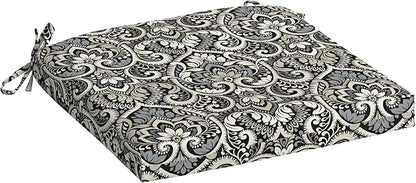 Arden Indoor/Outdoor Seat Or Rocking Chair Cushion, 19 x 18, Water Repellent, Rain Proof, Fade Resistant Cushion for Rocking Or Dining Chairs Black Aurora Damask
