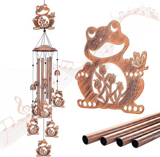 Frog Wind Chimes Outdoor Frog Gifts for Women Men Mom Gardening Birthday Gifts Metal Memorial WindChimes for Outside/Indoors, Lawn, Patio, Yard Art, Garden Decor, Yard Decorations