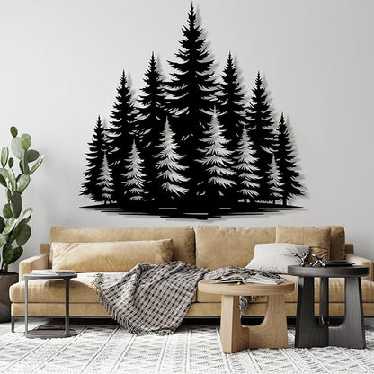 lunwall Metal Pine Tree Wall Art, Metal Forest Wall Art, Pine Branch Wall Decor, Christmas Tree Wall Decor, Forest Wall Hanging, Nature Lover Gift (Style 9, 39" W x 38" H / 100 x 96 cm)