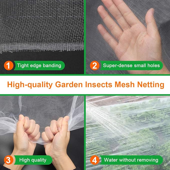 White Bug Net, Luxiv Garden Netting for Against Insects Bird Plant Vegetable Barrier for Against Squirrels, Insects Mesh Netting (6.5 X 16 FT)