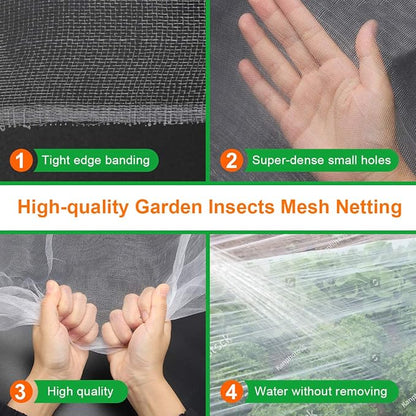 White Bug Net, Luxiv Garden Netting for Against Insects Bird Plant Vegetable Barrier for Against Squirrels, Insects Mesh Netting (6.5 X 16 FT)