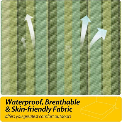 AAAAAcessories Outdoor Seat Cushions for Chairs, Fade-Resistant, Waterproof Patio Furniture Replacement Cushions, 25.5" x 25.5" x 5" + 25.5" x 13.5", Mossy Forest Stripe