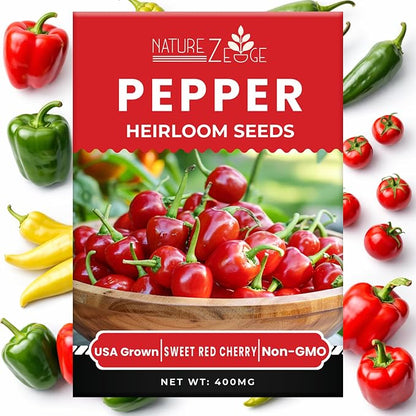 Sweet Pepper Seeds for Planting, Sweet Banana Pepper Seeds, Pepperoncini, Sweet Cherry Pepper Seeds, California Wonder Bell Pepper, and Anaheim, Heirloom Pepper Seed Assortment, Non-GMO