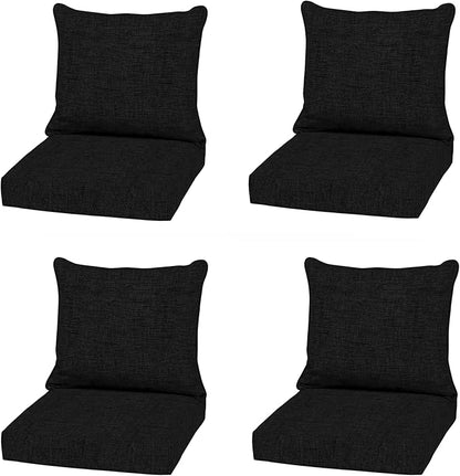Arden Outdoor Deep Seat Cushion Set (4-Pack), 22 in x 24 in, Weather-Proof, Rain-Proof, Fade Resistant Patio Cushion for Chair, Sofa, and Couch Black Leala
