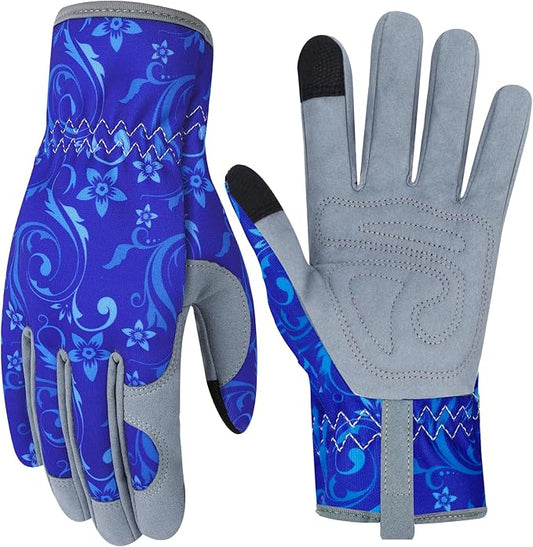 Leather Gardening Gloves for Women Thorn Proof Garden Gloves Touch Screen Working Gloves Gifts,M
