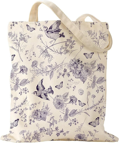 Miss Adola Aesthetic Canvas Tote Bag for Women - Sturdy Cloth Cotton Totes Bag with Pattern Shoulder Bag