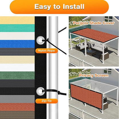 Artpuch 90% Sun Shade Cloth, 6 x 11 FT Pergola Shade Cover Canopy with Grommets, Sun Screen Fabric Tarp for Patio, Outdoor, Garden, Backyard, Rust Red