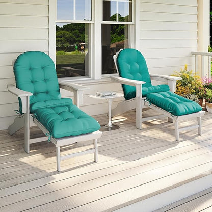 Adirondack Chair Cushion with Ottoman, Folding Adjustable Adirondack Seat Cushions, Waterproof Adirondack Patio Chair Pads for Garden, Deck, or Poolside, Small-Lake Blue-2