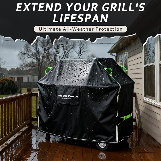 ROCKTAKIN Heavy Duty 65 Inch Grill Cover for Weber Genesis II 4 Burner & LX 400 Series, Waterproof UV & Fade Resistant Windproof Outdoor BBQ Cover with Air Vents for Weber Char-Broil Nexgrill