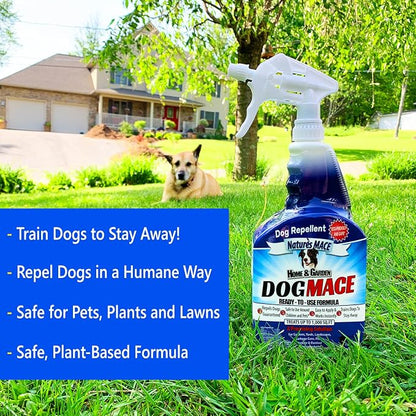 Nature’s MACE Dog Mace, Dog Repellent for Yard, Potty Training Tool, Indoor & Outdoor, Marking and Digging Spray, Pee Deterrent, Safe Around Kids, Pets, Plants, 40oz Concentrate, Treats 15,000 Sq Ft