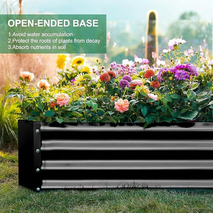 Land Guard 2 Pack 8×4×1ft Galvanized Metal Raised Garden Bed, Metal Planter Kit Box Outdoor for Deep-Rooted Vegetables, Flowers, Green and Herbs (Gray)