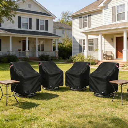 Outdoor Swivel Rocker Chair Cover 4 Pack, Waterproof Rocking Chair Covers, All-Weather Protection Outdoor Lawn Patio Furniture Covers for Patio Chair 35" W x 38" D x 32" H, Black