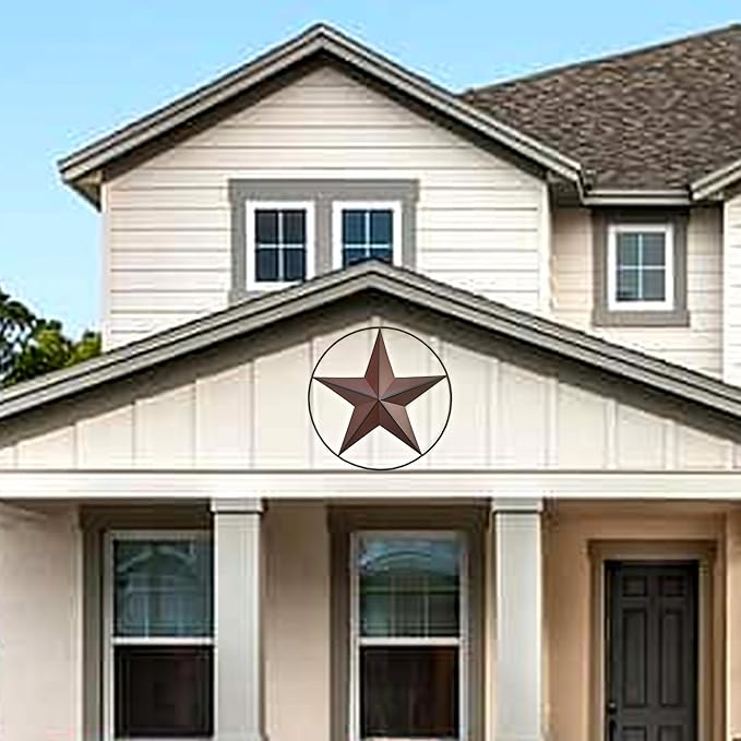 JoyEvy 24.5" Red Large Barn Star Wall Decor-Americana Exterior House Decor-Metal Star for Outside Texas Stars Art Rustic Vintage Western Country Home Farmhouse Wall Decoration