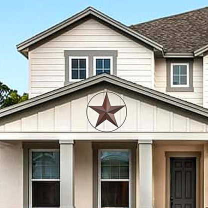JoyEvy 24.5" Red Large Barn Star Wall Decor-Americana Exterior House Decor-Metal Star for Outside Texas Stars Art Rustic Vintage Western Country Home Farmhouse Wall Decoration