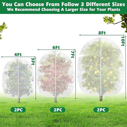 Evoio Bird Netting for Garden Plant Fruit Tree Protection Large Blueberry Bushes Netting Covers Bags with Zipper, 6 x 7 ft Shrubs Bush Tomato Strawberry Berry Barrier Mesh Cover Net Protector (2 Pcs)