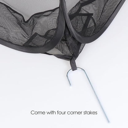 Mesh Plant Cover from Animals, Plant Netting Pest Guard Cover, Plant Tent Cage Pop-up with 4 Stakes for Vegetables, Fruits, Flowers (Black, 36 x 36 x 39 Inches)