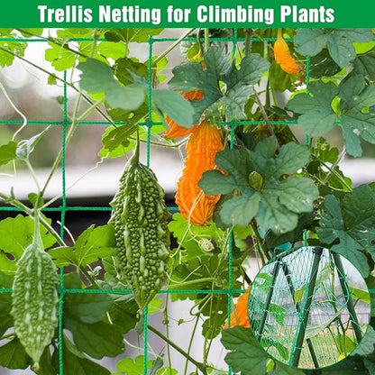 Unves Trellis Netting, 8.2 x 6.6Ft Garden Trellis Netting for Climbing Plants Outdoor, 27 Strands & 4x4 Inch Heavy Duty Mesh Plant Garden Netting for Cucumber, Tomato, Vegetables, Grapes, Bean