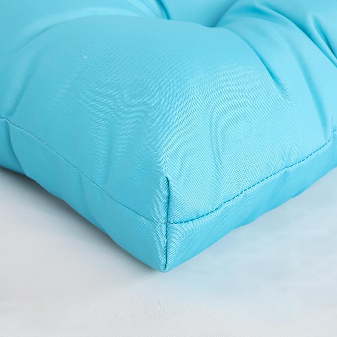 ARTPLAN Outdoor Chair Cushions,Set of 4,19"x19"x4" Patio Seat Pad Cushions with Ties,Wicker Tufed Outdoor Cushions for Patio Furniture,Sky Blue