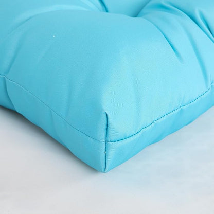 ARTPLAN Outdoor Chair Cushions,Set of 4,19"x19"x4" Patio Seat Pad Cushions with Ties,Wicker Tufed Outdoor Cushions for Patio Furniture,Sky Blue