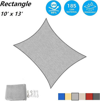 AsterOutdoor Sun Shade Sail Rectangle 10' x 13' UV Block Canopy for Patio Backyard Lawn Garden Outdoor Activities, Gray