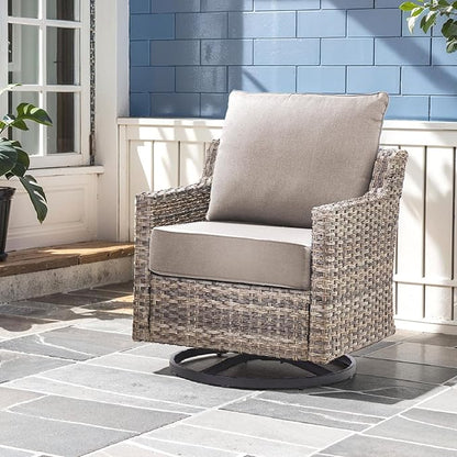 Outdoor Chair Cushions, 6 Inch Thick Patio Seat & Back Cushions Set with Removable Cover, Waterproof Patio Cushions for Outdoor Furniture, 22 x 24 Inch, Beige 2-Set