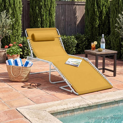 Best Choice Products Extra Wide Patio Chaise Lounge Chair, Portable Outdoor Folding Recliner for Lawn, w/ 8 Positions, Handles, 440lb Capacity - Marigold/White
