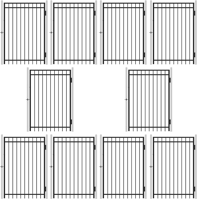 Fencer Wire Pack of 10 Heavy Duty Flat Top Fence Gate, 6FT Height x 4FT Width Outdoor Fence Gate, Anti-Rust Steel Gate for Fencing Barrier, Decorative Garden Gate for Residential, Yard, Pool, Patio