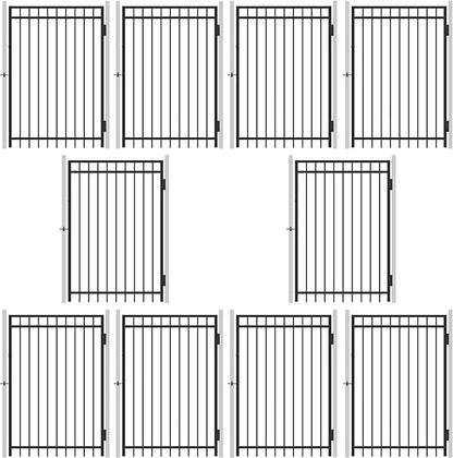 Fencer Wire Pack of 10 Heavy Duty Flat Top Fence Gate, 6FT Height x 4FT Width Outdoor Fence Gate, Anti-Rust Steel Gate for Fencing Barrier, Decorative Garden Gate for Residential, Yard, Pool, Patio