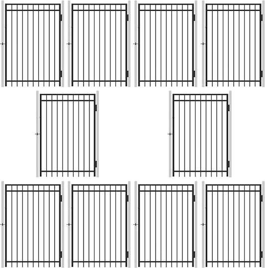 Fencer Wire Pack of 10 Heavy Duty Flat Top Fence Gate, 6FT Height x 4FT Width Outdoor Fence Gate, Anti-Rust Steel Gate for Fencing Barrier, Decorative Garden Gate for Residential, Yard, Pool, Patio