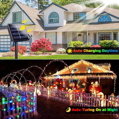 6 Pack Solar Christmas Lights Outdoor Waterproof, Super Bright 270FT 480 LED Solar Lights String with 8 Lighting Modes, Green Wire Solar Twinkle Fairy Lights for Xmas Tree Garden(Multi-Colored)