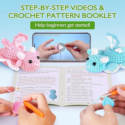 Crochetta Beginner Crochet Kit with Step-by-Step Video Tutorials, Learn to Crochet for Adults & Kids, Knitting Craft Supplies, Hanging Plants Home Decor (40%+ Yarn)
