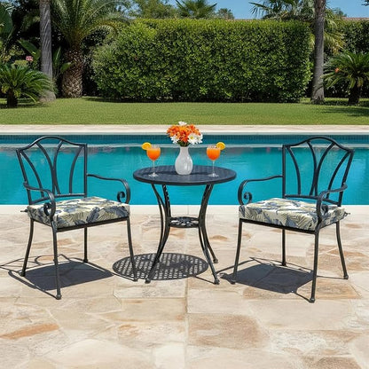 LVTXIII Outdoor Chair Cushions, Fade-Resistant Patio Furniture Cushions Outdoor Chair Pads with Ties for Dining Chairs and Garden Furniture Use, 22"x22"x3" Pack of 2, ‌Lush Palm Blue
